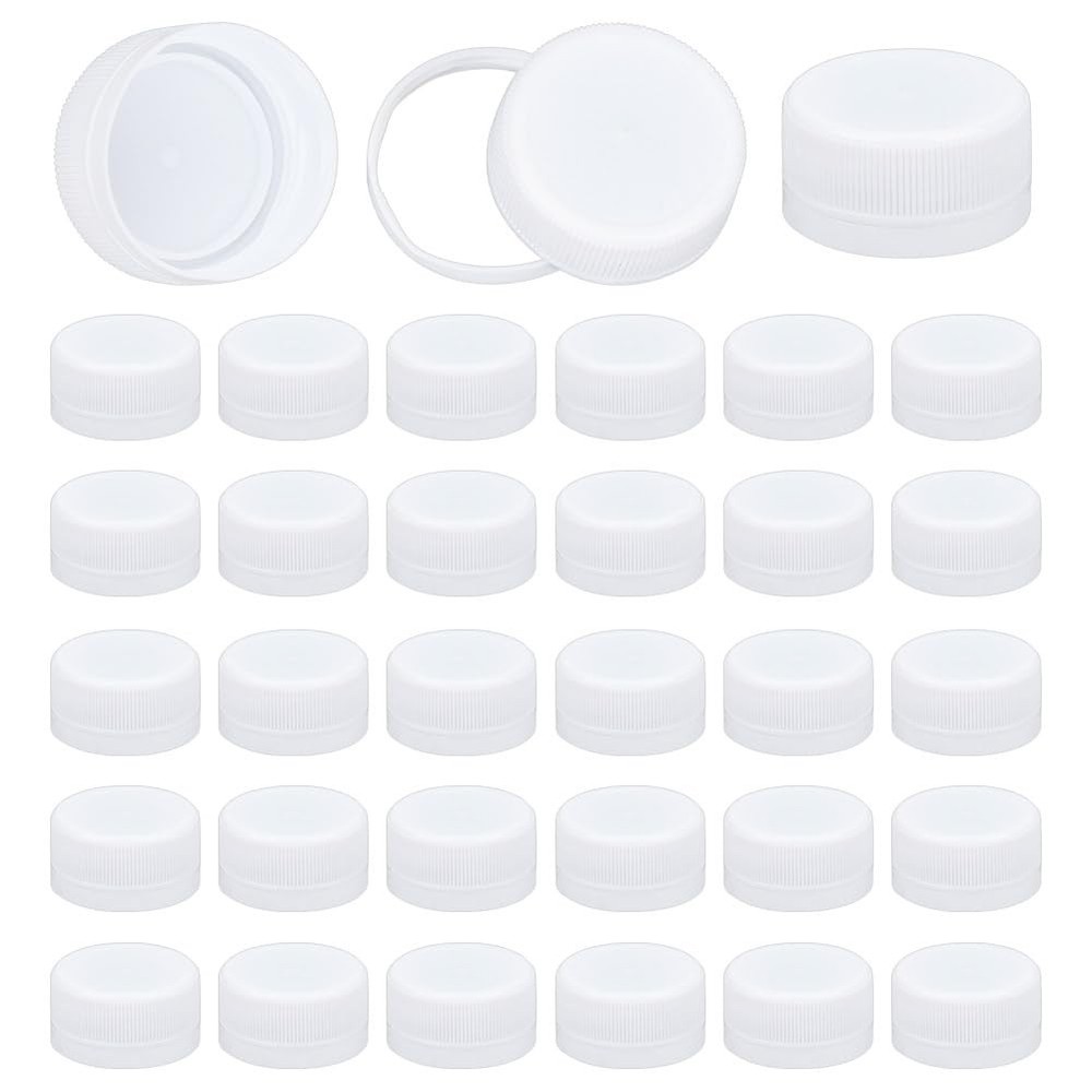 50Pcs Plastic Bottle Caps White Screw-On Cap 28.5mm Inner Diameter Bottle Jug…
