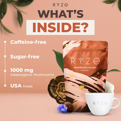 Mushroom Chicory with 6 Organic Adaptogenic Mushrooms, Keto Decaf Coffee with Ch