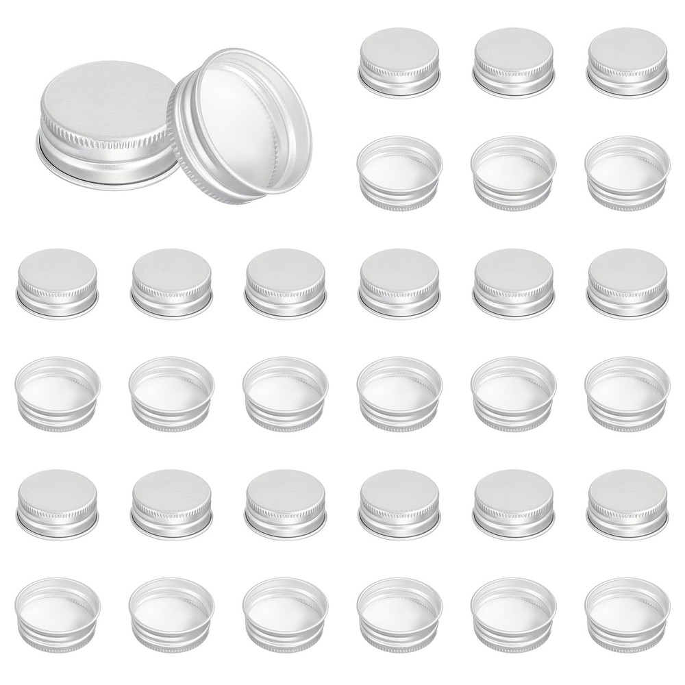 32mm Metal Round Screw Lids, 36 Pcs Aluminum Mason Jar Lids Screw Top Caps fo…