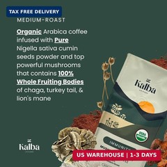 Organic Mushroom Coffee Ground with Lion’s Mane, Chaga, Turkey Tail & Nigella Se