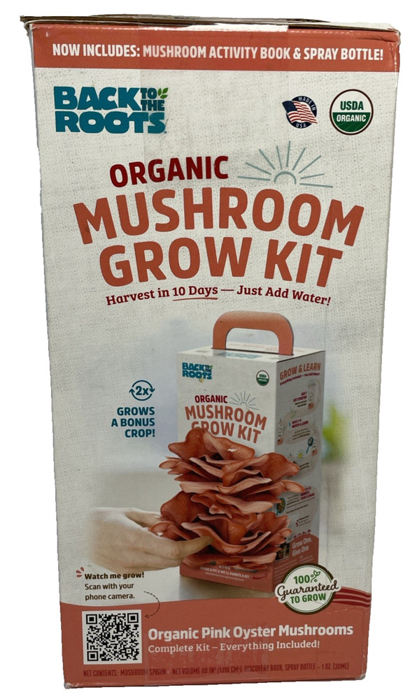 Organic Mushroom Grow Kit – Pink Oyster Back to the Roots Home Harvest Fungi NIB