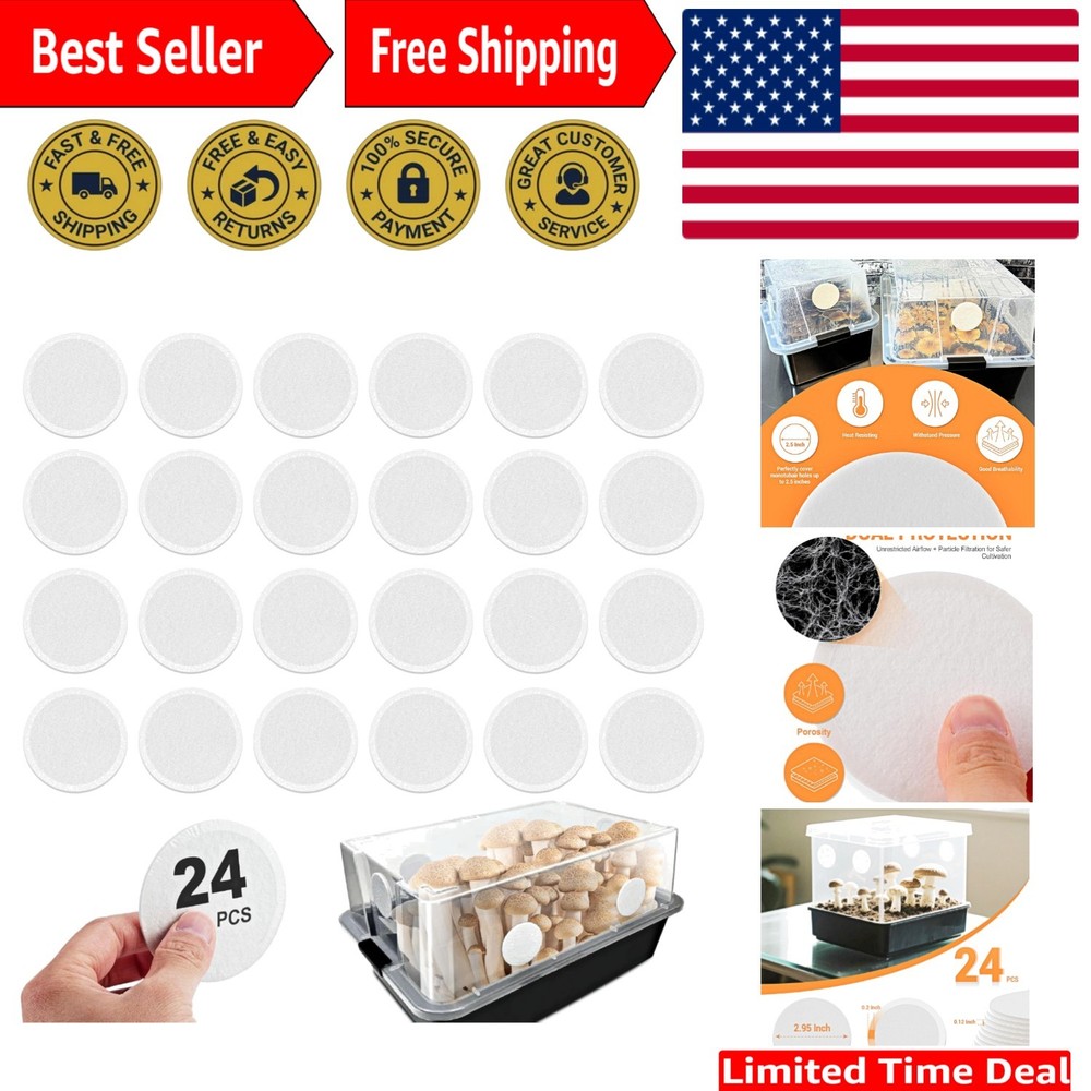 2.5″ Monotub Adhesive Filter Pads – 24 Pack for Fresh Mushroom Growth
