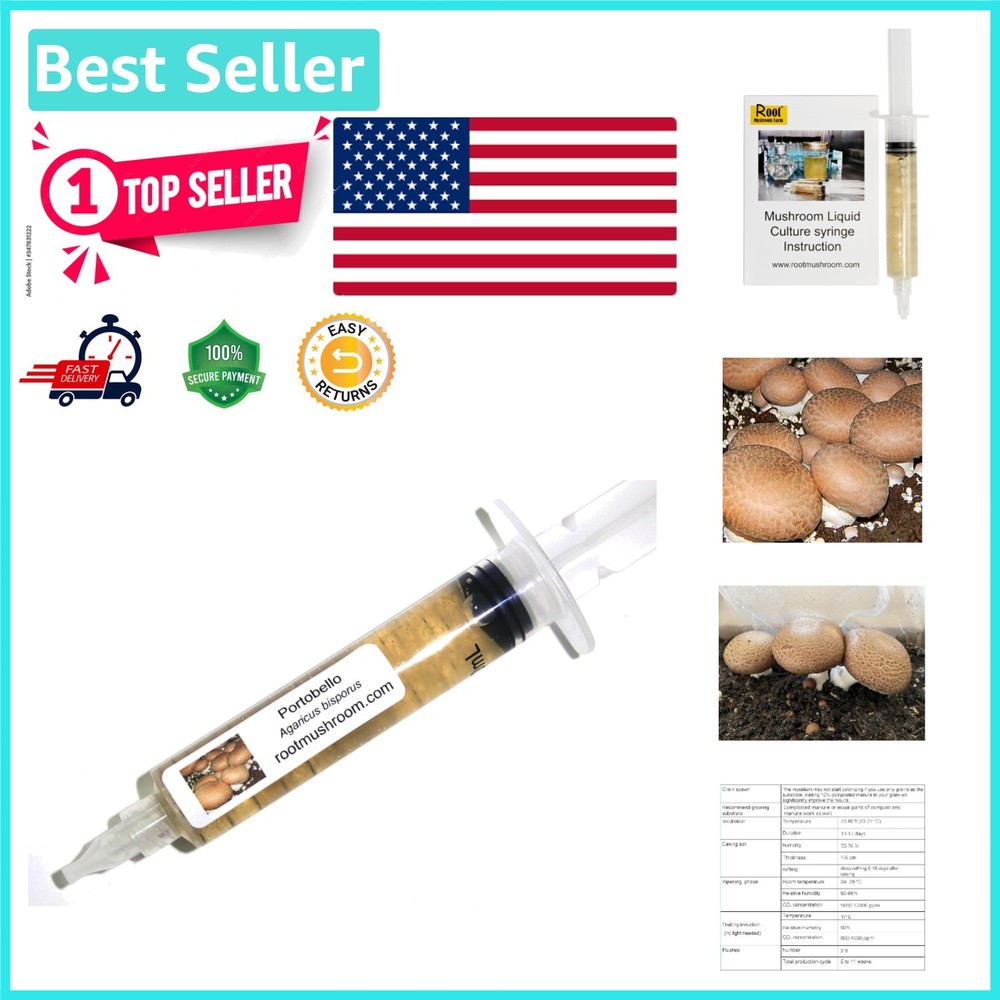 10cc Portobello Mushroom Liquid Culture – Grow 100% CLEAN Mycelium Effortlessly!