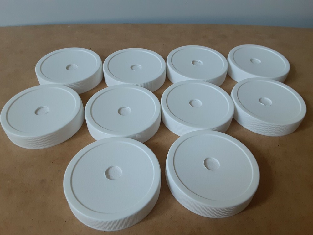 10 Mushroom Spawn Lids with Synthetic Filter Disc, Regular Mouth, 1/2in hole SFD