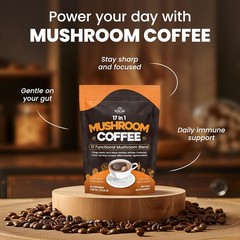 Organic Mushroom Coffee 17 Functional Mushroom Blend Lion’s Mane, Reishi, Cha…