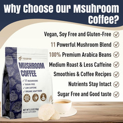 Mushroom Coffee, 11 Superfood Mushrooms Includes Lion’S Mane, Reishi, Chaga & As