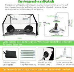 Large Still Air Box Mushroom Grow Set, 30×20×20 Inch Mycology Fume Hood