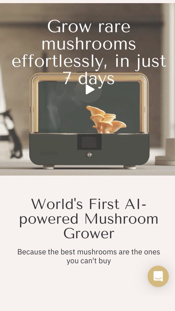 Sproushi AI-Powered Indoor Oyster Mushroom Grow Kit Edible Fast 15.1×12.2×7.5″