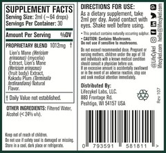 Life Cykel – Lion’s Mane Mushroom Extract with Kakadu 1 Fl Oz (Pack of 1)