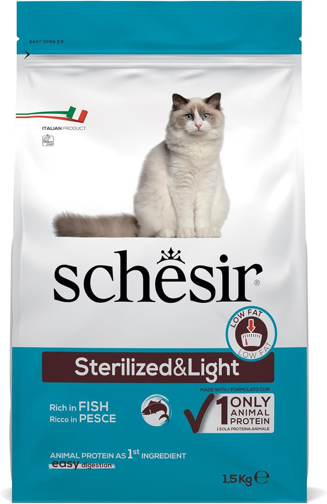 Sterilized & Light, Cibo Secco per Gatti Adulti Sterilizzati Al Gusto Pesce, Cro