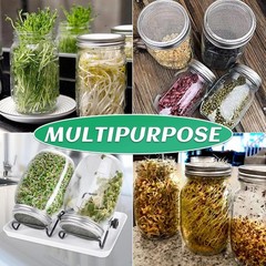 Seed Sprouting Jar Kit with 2 Wide Mouth Mason Jars Bean Sprouts Growing Kit Mic