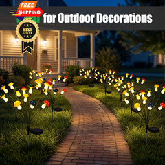 Riakrum 2 Pack Solar Mushroom Lights for Outdoor Garden, Multicolor