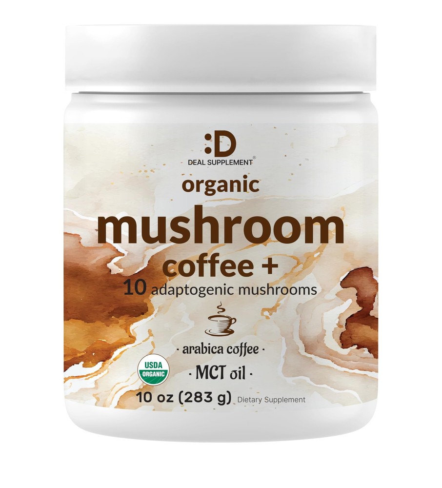 Organic Mushroom Coffee, 10oz – 10 Adaptogenic Mushrooms 10 Ounce (Pack of 1)