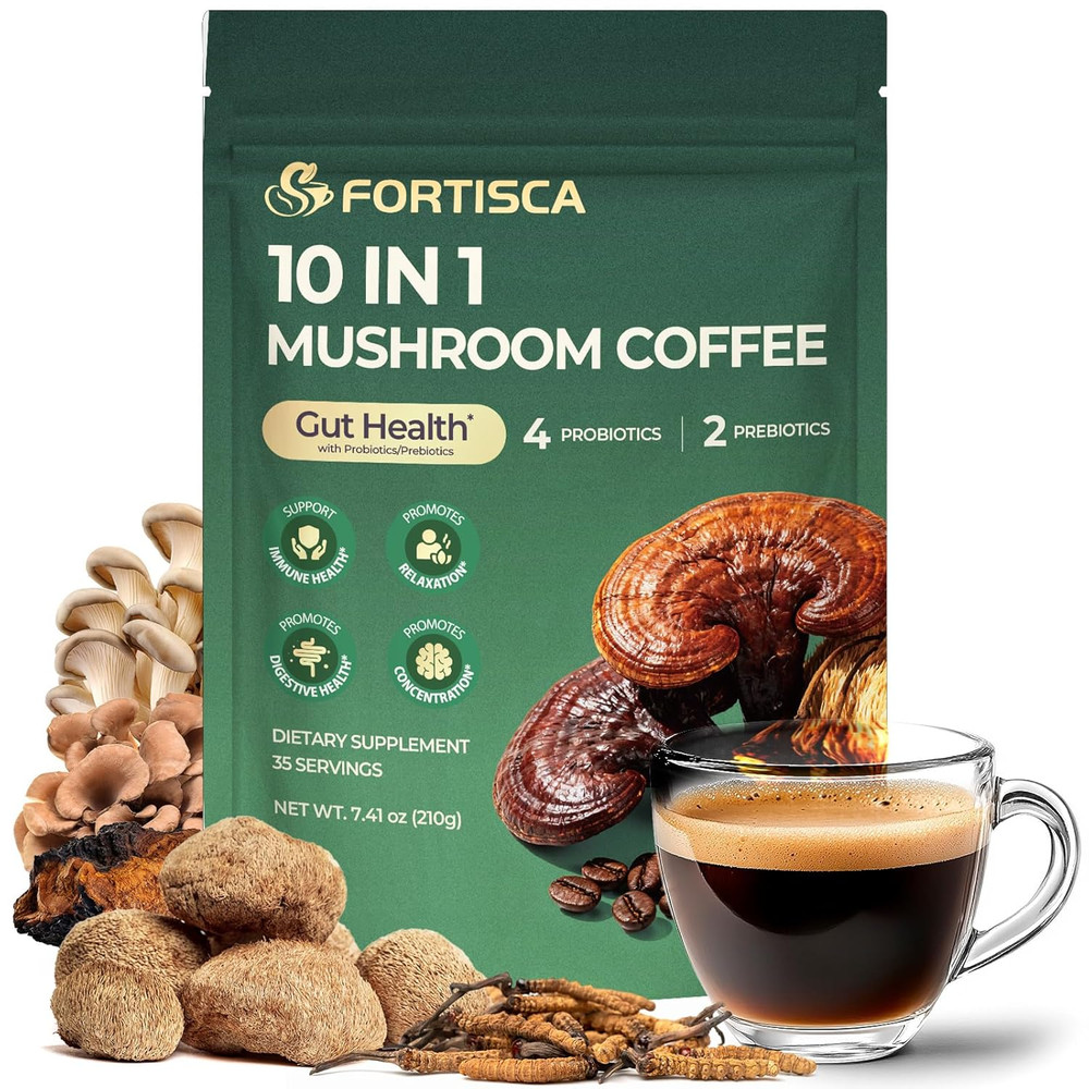 10 Kinds Mushroom Coffee with Probiotic(Lion’s Mane, Cordyceps, Turkey Tail & Ot