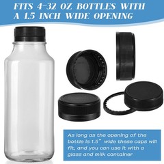 100 Pcs Caps for Empty Juice Bottles, Tamper Seal Lids 38 mm Plastic Bottle C…