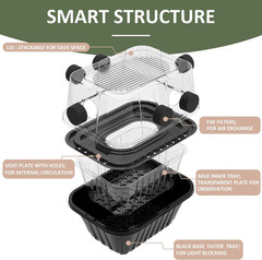 Mushroom Growing Kit, Monotub Stackable Grow Box, Fruiting Chamber with FAE Filt