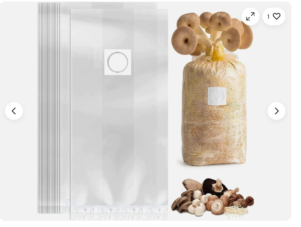 50 Pack Mushroom Grow Bags, 8x5x20, 0.2 Micron Filter, Autoclavable Bag