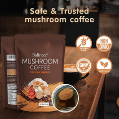 Mushroom Coffee, 6 Adaptogenic Mushrooms with Lion’s Mane, Cordyceps, Turkey Tai