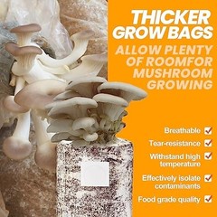 100PCS Mushroom Growing Bags – 8″x5″x20″ Thick, Durable & Tear Resistant, High P