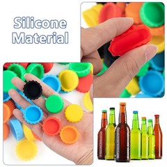 108Pc Silicone Rubber Beer Bottle Caps Reusable Drink Bottles Caps for Soda Beer