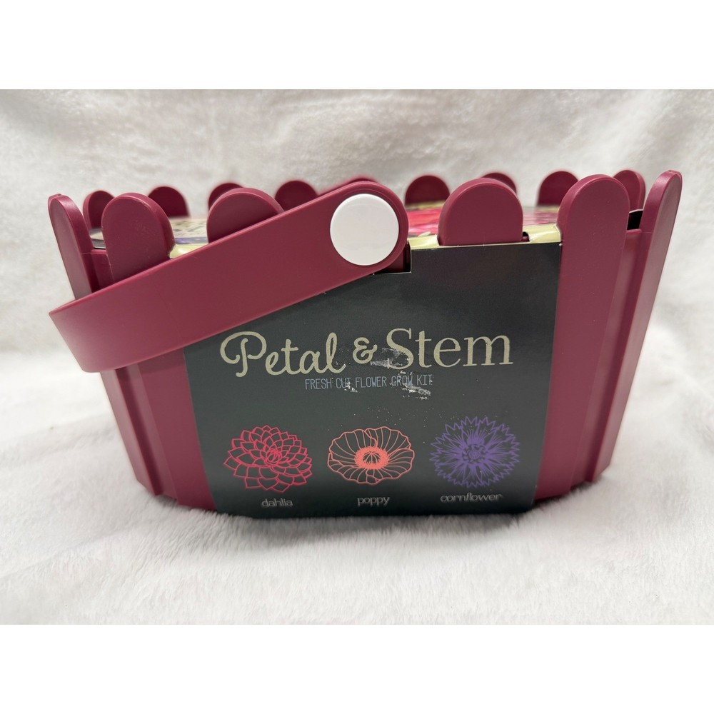 Petal & Stem Fresh Cut Flower Grow Kit Dahlia Poppy Cornflower Seeds Basket