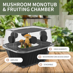Mushroom Growing Kit, Monotub Stackable Grow Box, Fruiting Chamber with FAE Filt