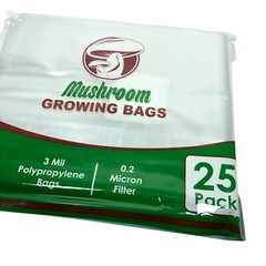 Mushroom Grow Bags Spawn Bags Growing Bags 25 Ct 8x5x20 3 Mil 0.2 Micron Filter