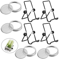 4 PCS Mason Jar Sprouting Lids Kit, Stainless Steel Wide Mouth Grow Set, New USA