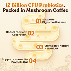 Mushroom Coffee (40 Servings) 12 Adaptogenic Mushrooms, Lion’s Mane, Cordyceps,