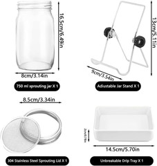 Sprouting Jar, Sprouts Growing Kit, Mason Jar for Bean Sprouts Grow, Seed Sprout