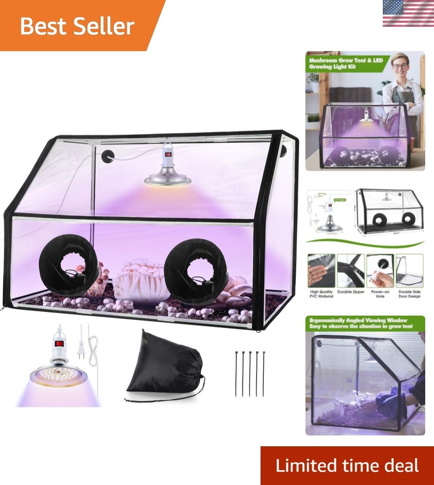 Mushroom Grow Tent with LED Grow Light Kit – 30 x 20 x 20 Inch Portable Design