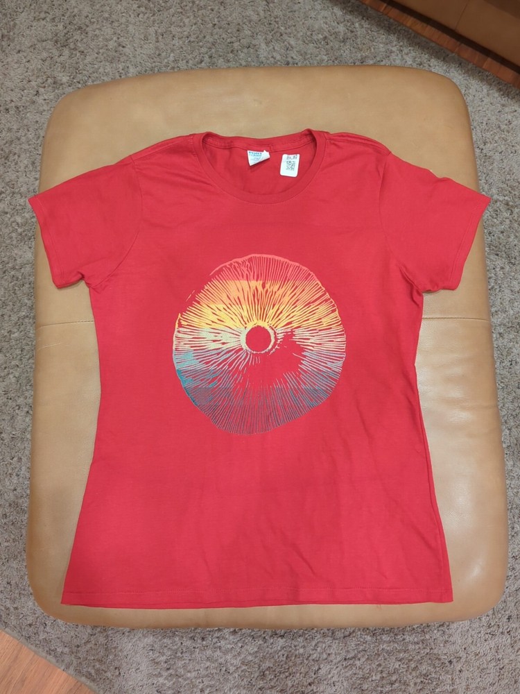 Festive Mushroom Spore Print Tshirt Medium Cranberry Color