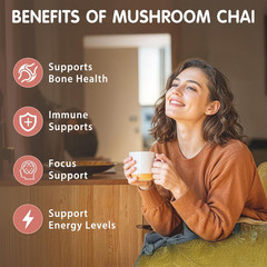 Mushroom Chai, 6 Adaptogenic Mushrooms (Lion’S Mane, Cordyceps, Turkey Tail & Ot