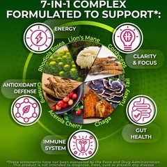 Organic Mushroom Complex: Lion’s Mane, Turkey Tail, 120 Count (Pack of 1)