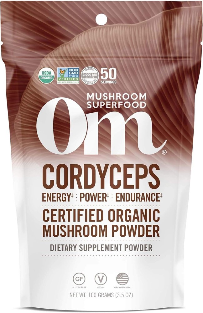 OM MUSHROOM SUPERFOOD Cordyceps Organic Mushroom 3.5 Ounce (Pack of 1), Brown