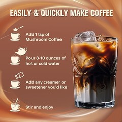 Mushroom Coffee, Instant Coffee 6.35 Ounce (Pack of 1), New Version