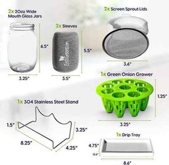 Sprouts Growing Kit with 2 Mason Jars & Sprout Lids for Broccoli, Alfalfa & Bean