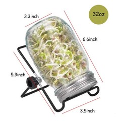 Sprouting Jar Kit Wide Mouth Quart Mason Jars with Screen Sprout Lids & Stand