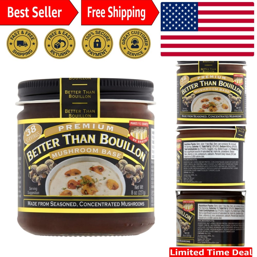 Flavorful Mushroom Base – 8 OZ, Makes 9.5 Quarts of Gourmet Broth
