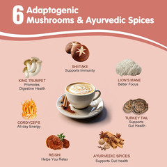 Mushroom Chai, 6 Adaptogenic Mushrooms (Lion’S Mane, Cordyceps, Turkey Tail & Ot