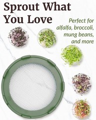 Sprouts Growing Kit for Wide Mouth Mason Jars, Set of 2 Sprouting Lids for Or…