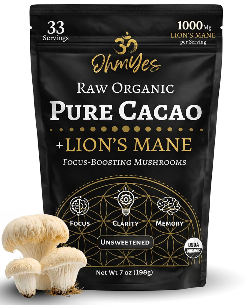 Lion’S Mane Mushroom Cacao | Premium Pure Raw Organic Cacao Powder | Natural Cho
