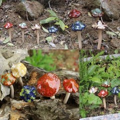 kathson 6 Piece Garden Mushrooms – Ceramic Mushroom for 6PCS, Random Color