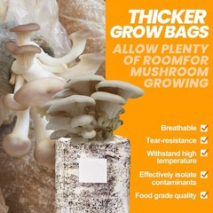 Thickened 6 Mil Mushroom Grow Bags – Breathable & Tear-Resistant – 100 Count