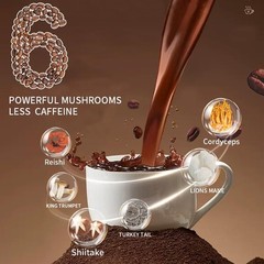 Mushroom Coffee, Instant Coffee with Cordyceps, Reishi, King black