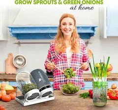 Sprouts Growing Kit with 2 Mason Jars & Sprout Lids for Broccoli, Alfalfa & Bean
