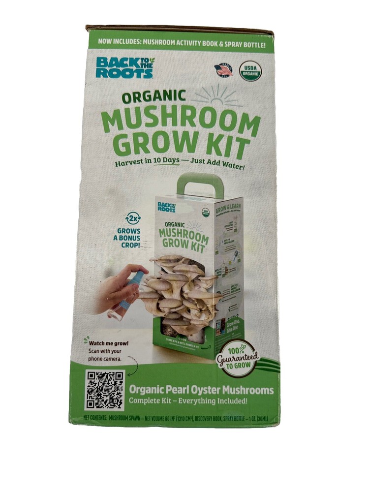 Back To The Roots Organic Mushroom Farm Grow Kit Pearl Oyster Mushrooms