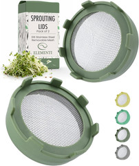 Sprouts Growing Kit for Wide Mouth Mason Jars, Set of 2 Sprouting Lids for Organ