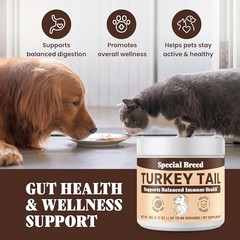 Organic Turkey Tail Mushroom Powder for Dogs & Cats, Immune Support, Digestive