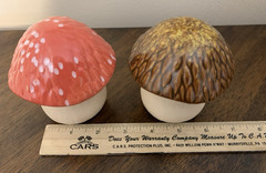 Glazed Resin/Ceramic Mushrooms, Set of 2, New